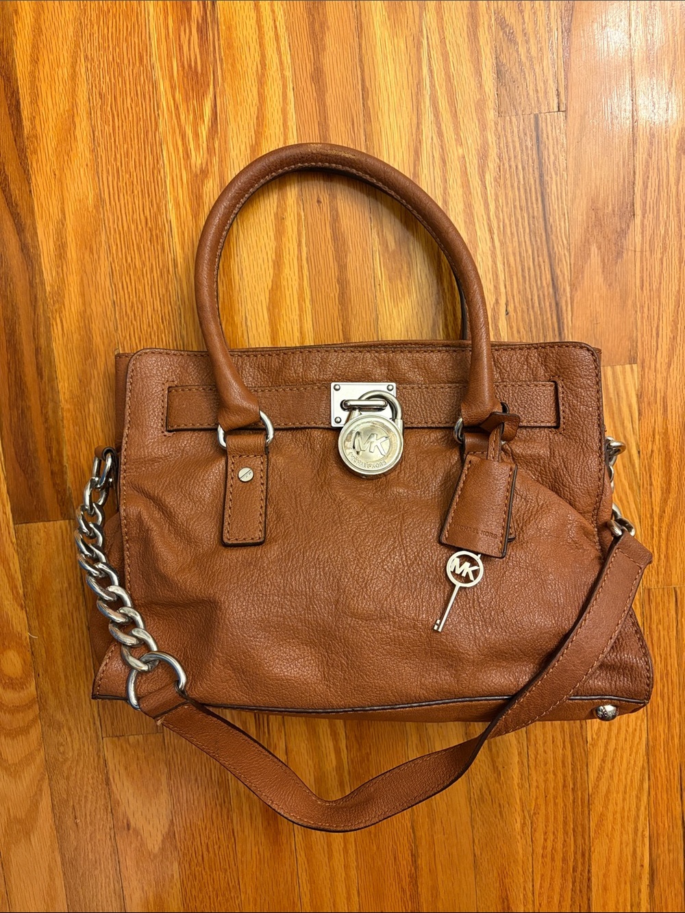 Michael Kors Cognac Leather Satchel with Chain Strap